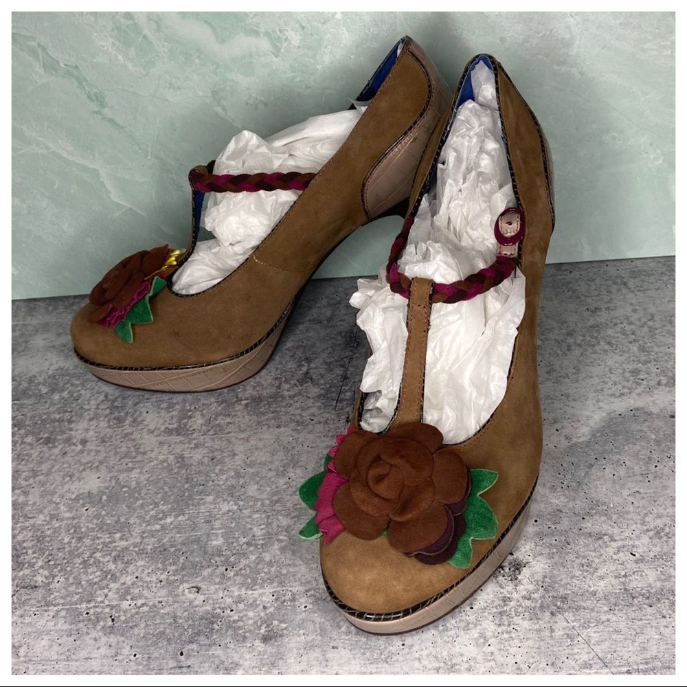 Poetic License Suede Rose Embellished High Heels - Picture 6 of 7